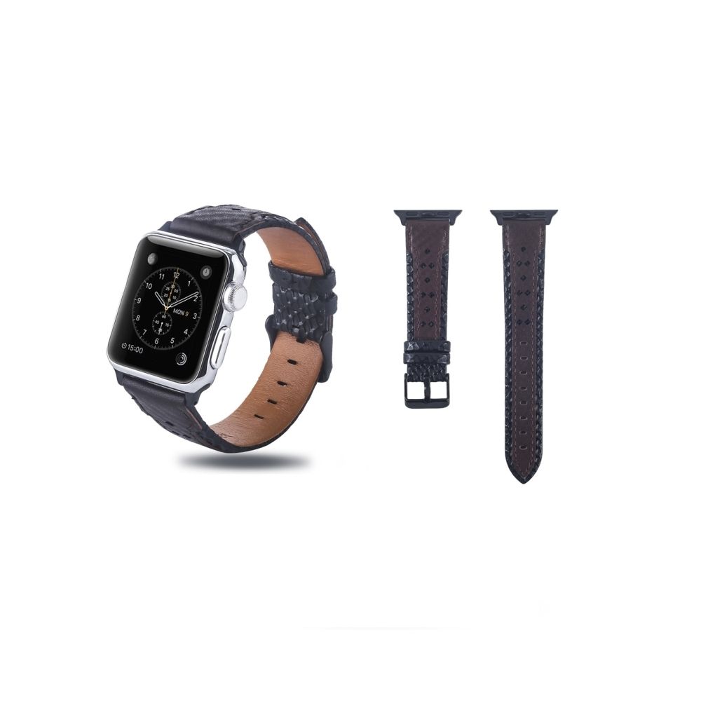 Wewoo - Bande de montre en cuir pleine fleur avec trou carré pour Apple Watch séries 4 et 3 et 2 et 1 38 et 40 mm - Accessoires Apple Watch