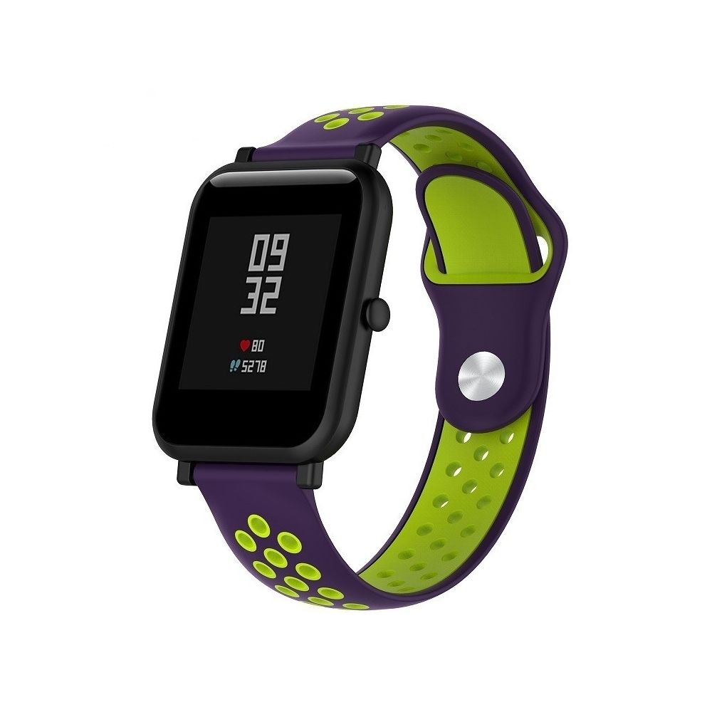 Wewoo - Bracelet pour montre connectée Dragonne sport en silicone bicolore Huawei Series 1 18 mm violet + vert menthe - Bracelet connecté