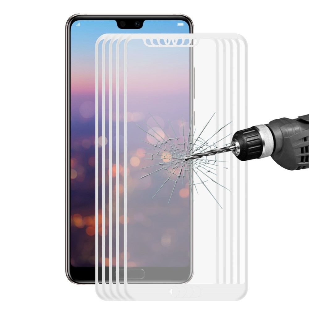 marque generique - Protecteur écran en verre trempé 5pcs/paquet 02mm bords fibre de carbone courbe 3D complète blanc pour votre Huawei P20 Pro - Autres accessoires smartphone