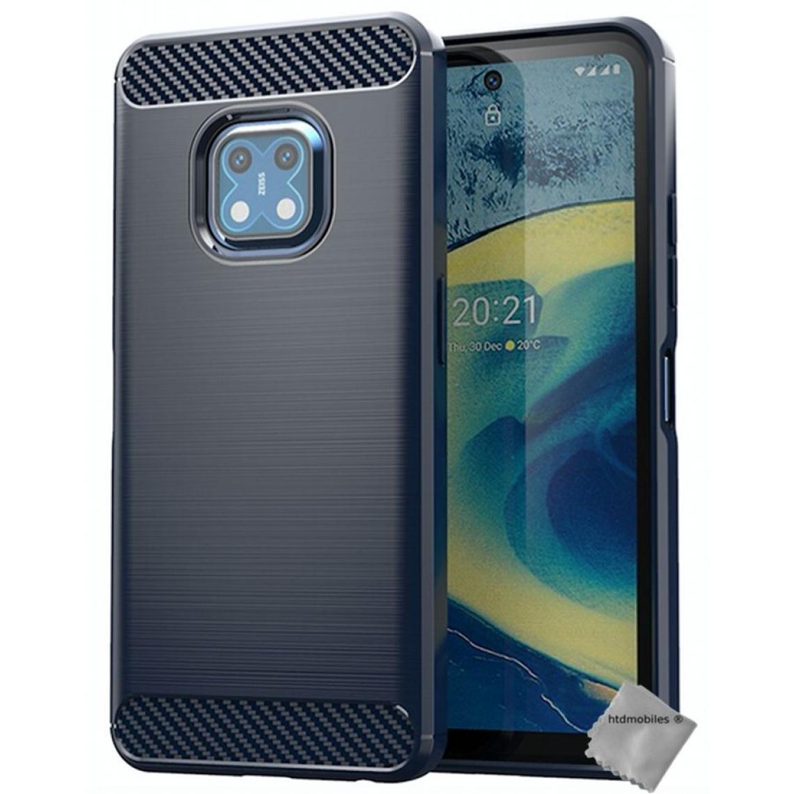 Htdmobiles - Housse etui coque silicone gel carbone pour Nokia XR20 5G + verre trempe - BLEU FONCE - Coque, étui smartphone