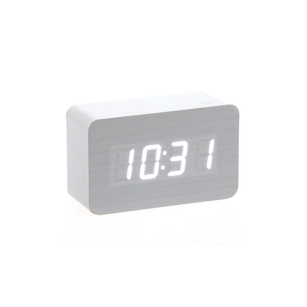 marque generique - Horloge Réveil Alarme Digital LED en Bois Imitation Thermomètre Température USB AAA 114 - Météo connectée