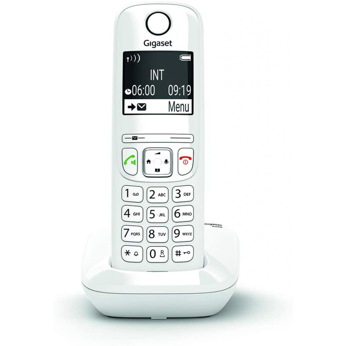 Gigaset - téléphone fixe solo sans Fil sans répondeur et grand écran rétroéclairé blanc - Téléphone fixe sans fil