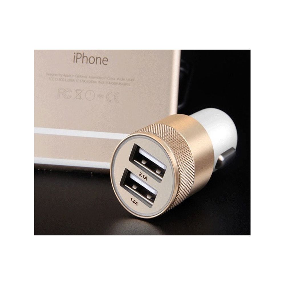 Shot - Double Adaptateur Prise Allume Cigare USB pour IPHONE Xs Max Smartphone 2 Ports Voiture Chargeur Universel Couleurs (OR) - Support téléphone pour voiture