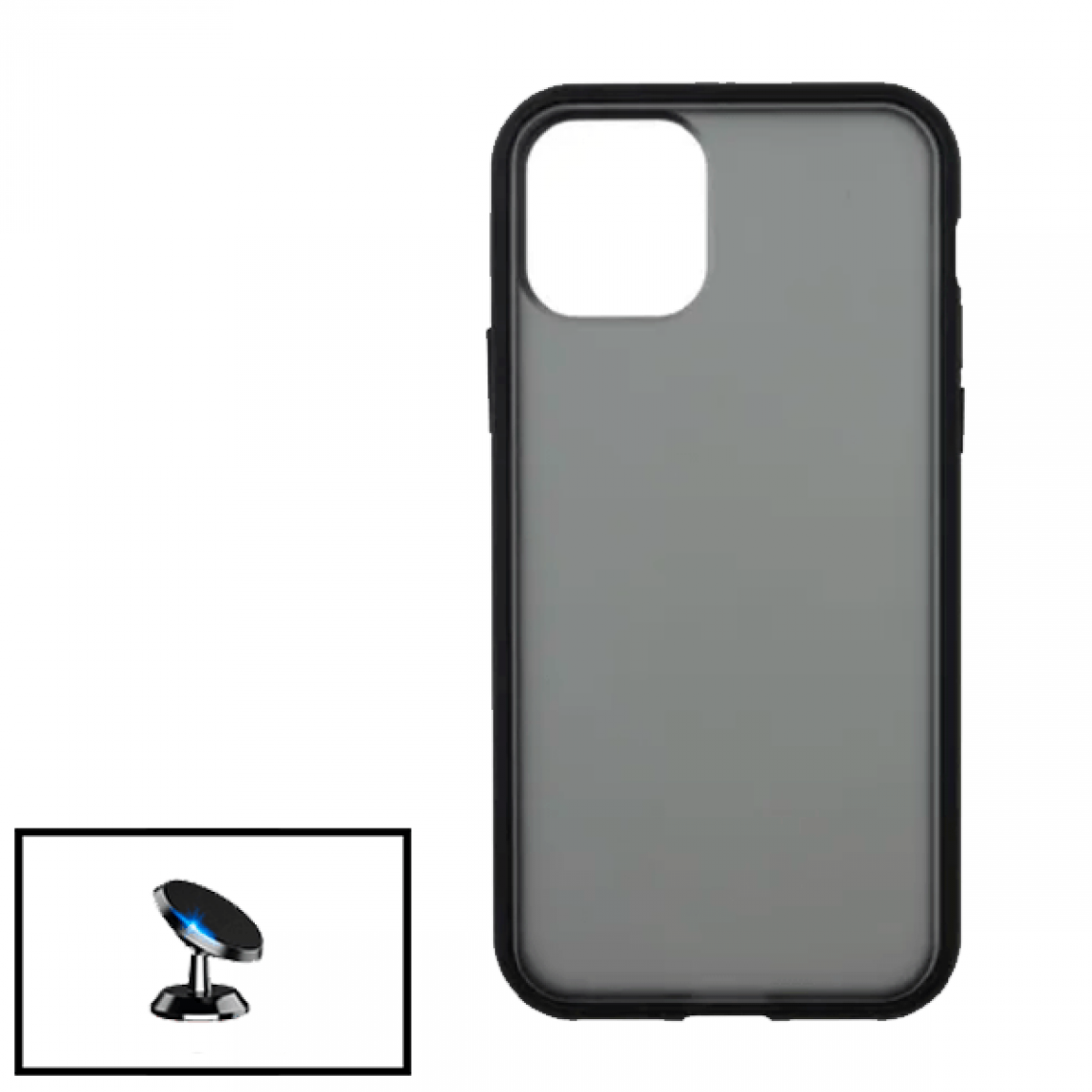Phonecare - Kit Coque Anti Choque Protection Fumê + Support de voiture Magnétique pour iPhone 13 Pro Max - Noir - Coque, étui smartphone