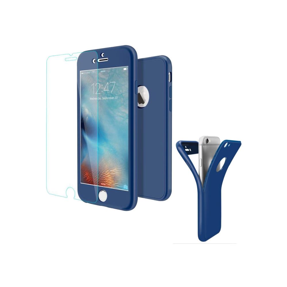 Little Boutik - Coque Gel Silicone IPhone 7 Intégrale 360Full Protection + Verre Trempé Couleur Bleu Etuis Housse Couleur : - Autres accessoires smartphone