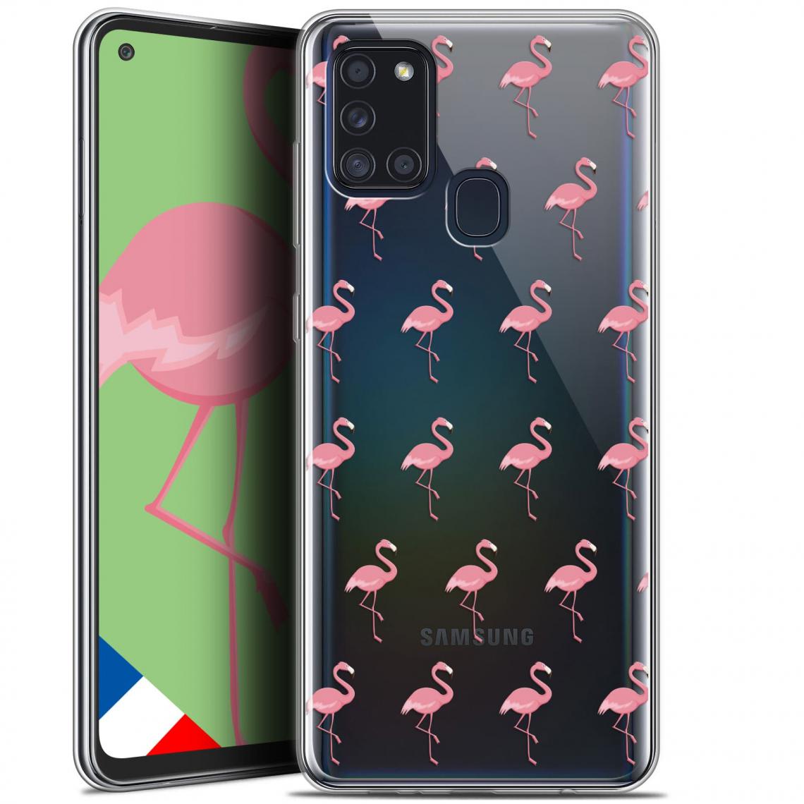 Caseink - Coque Pour Samsung Galaxy A21S (6.5 ) [Gel HD Collection Pattern Design Les flamants Roses - Souple - Ultra Fin - Imprimé en France] - Coque, étui smartphone