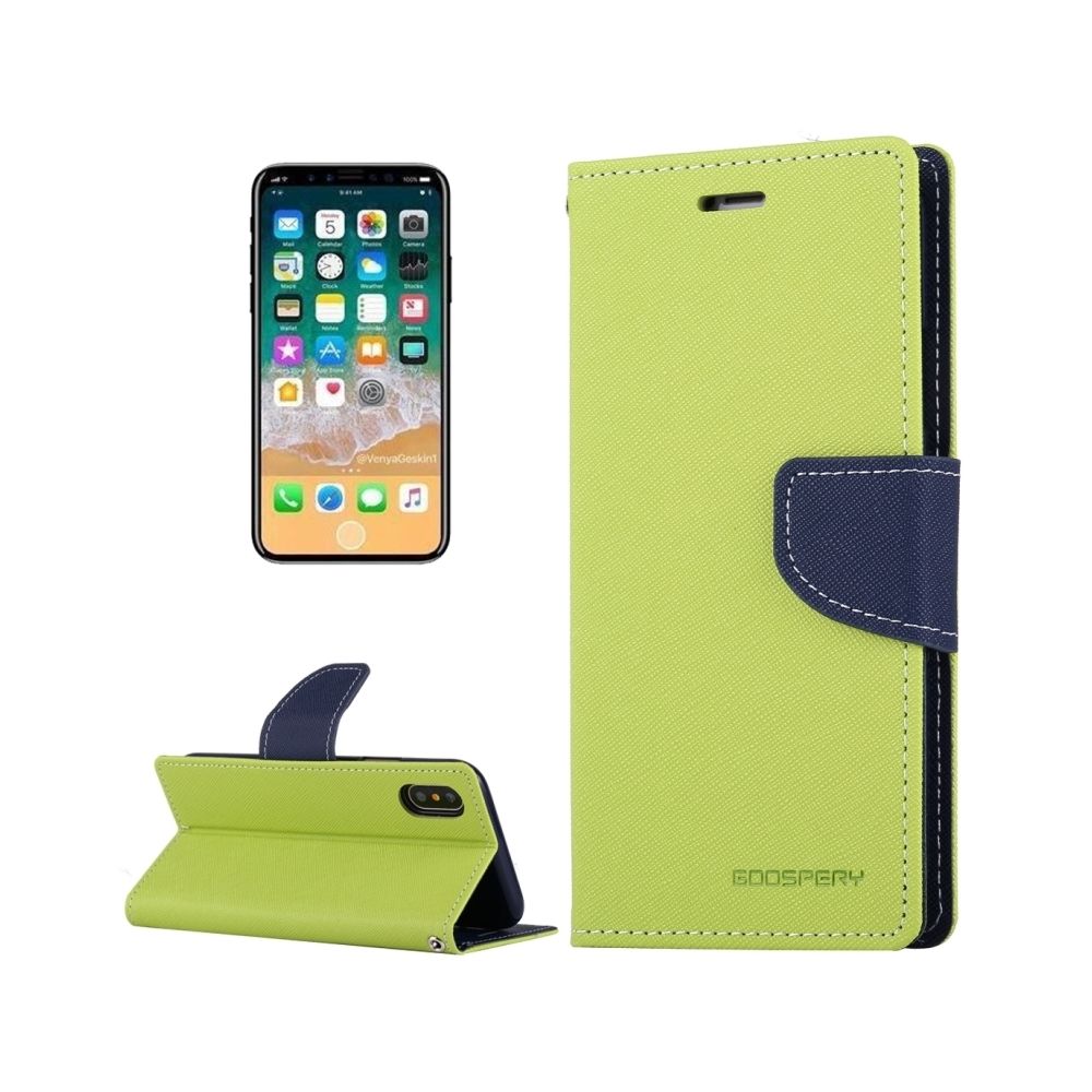 Wewoo - Coque vert pour iPhone X Cross Texture Horizontal Housse en cuir avec fentes FANCY DIARY cartes et porte-monnaie support - Coque, étui smartphone