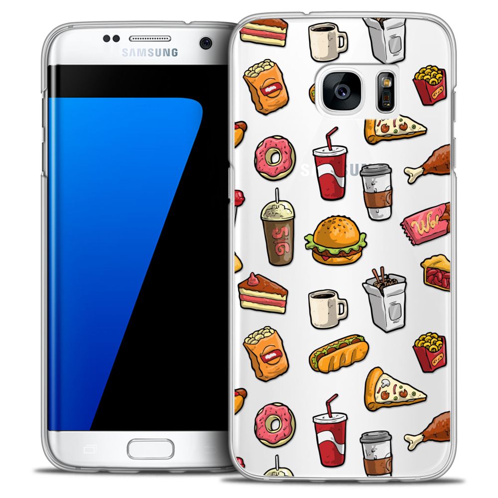 Caseink - Coque Housse Etui Samsung Galaxy S7 Edge [Crystal HD Collection Foodie Design Fast Food - Rigide - Ultra Fin - Imprimé en France] - Coque, étui smartphone