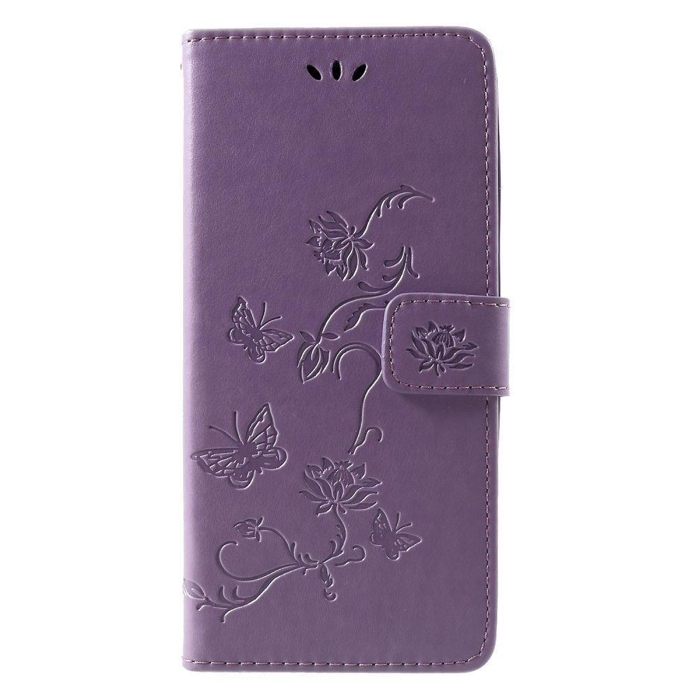 marque generique - Etui en PU fleur papillon violet clair pour votre Samsung Galaxy A9 (2018)/A9 Star Pro/A9s - Autres accessoires smartphone