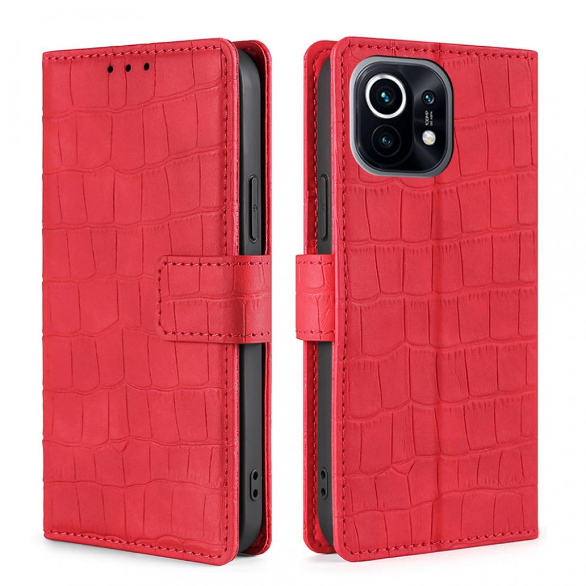 Other - Etui en PU Texture de peau de crocodile avec support rouge pour votre Xiaomi Mi 11 - Coque, étui smartphone