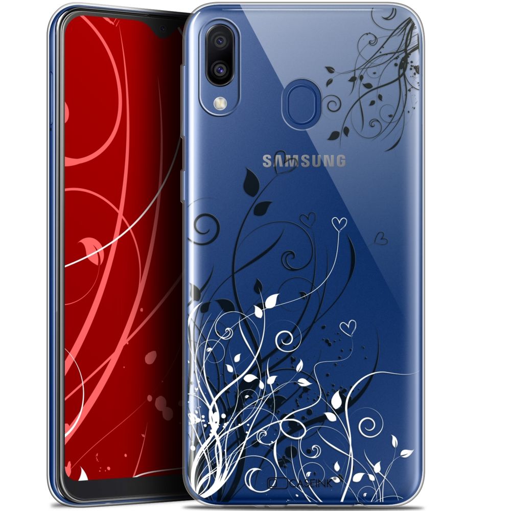 Caseink - Coque Pour Samsung Galaxy M20 (6.3 ) [Gel HD Collection Love Saint Valentin Design Hearts Flowers - Souple - Ultra Fin - Imprimé en France] - Coque, étui smartphone