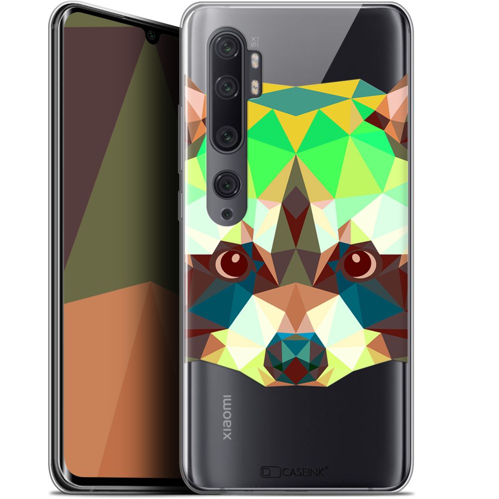 Caseink - Coque Pour Xiaomi Mi Note 10 / Pro (6.47 ) [Gel HD Collection Polygon Animals Design Raton Laveur - Souple - Ultra Fin - Imprimé en France] - Coque, étui smartphone