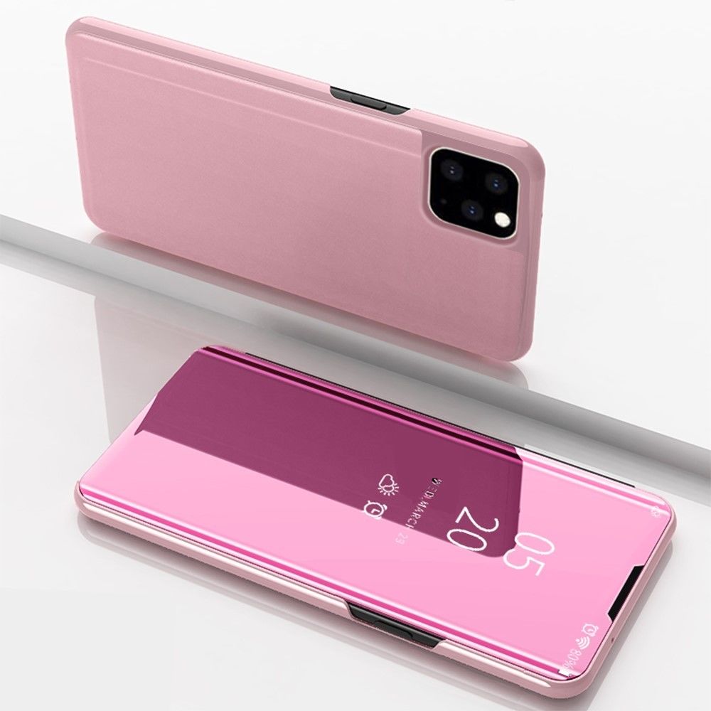 marque generique - Etui en PU fenêtre de vue en miroir avec support or rose pour votre Apple iPhone XS Max (2019) 6.5 pouces - Coque, étui smartphone