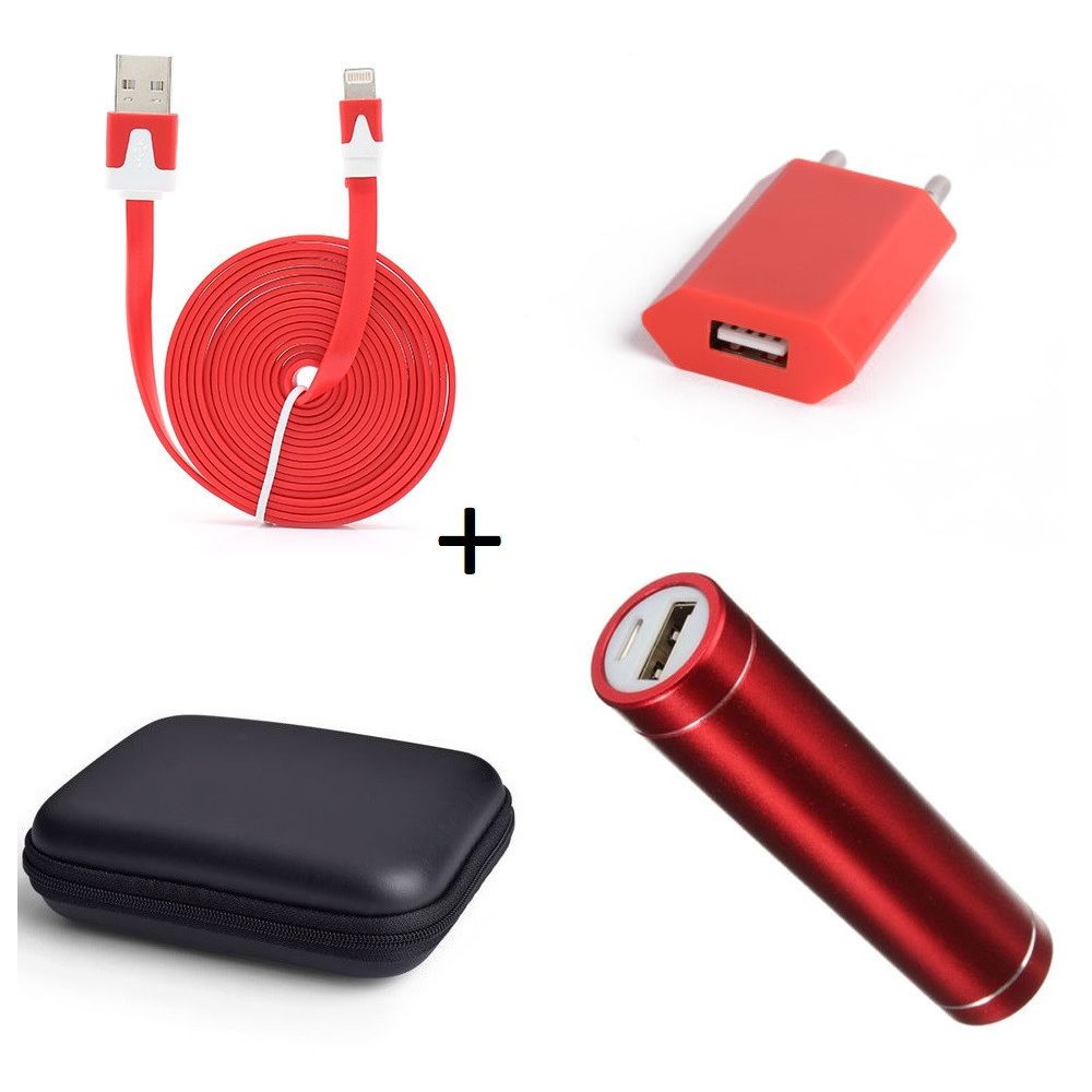 Shot - Pack pour IPHONE X (Cable Chargeur Noodle Lightning + Pochette + Batterie + Prise Secteur) APPLE - Chargeur secteur téléphone