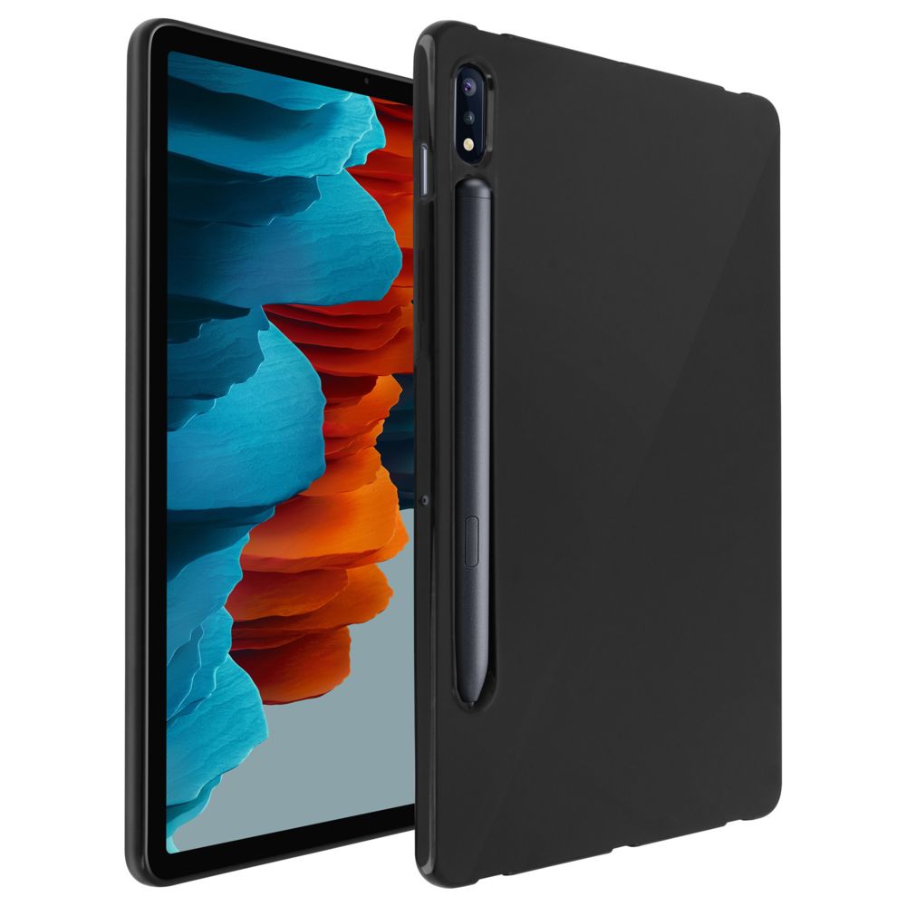 Avizar - Coque Galaxy Tab S7 11.0 Silicone Gel Glossy Flexible Ultra-fine et Légère Noir - Coque, étui smartphone