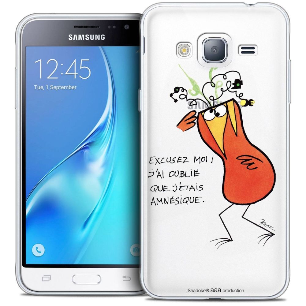 Caseink - Coque Housse Etui Samsung Galaxy J3 2016 (J320) [Crystal HD Collection Les Shadoks ? Design Amnésie - Rigide - Ultra Fin - Imprimé en France] - Coque, étui smartphone