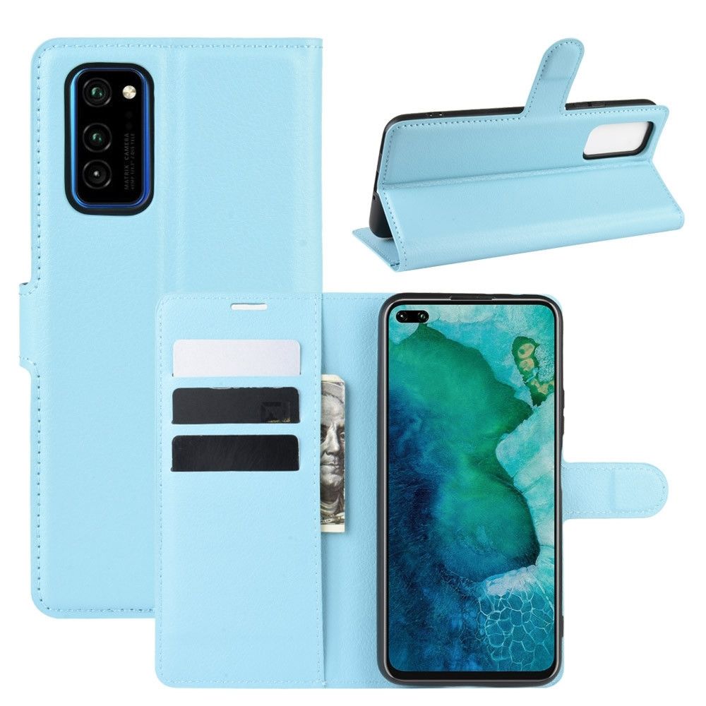 Wewoo - Housse Coque Pour Huawei Honor V30 / V30 Pro Litchi Texture de protection à rabat horizontal avec support et fentes cartes et portefeuille bleu - Coque, étui smartphone