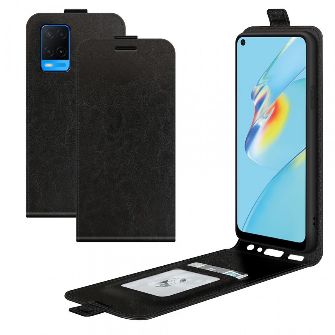 Other - Etui en PU Une fente pour carte Design Flip Vertical Texture Crazy Horse noir pour votre Oppo A54 4G - Coque, étui smartphone