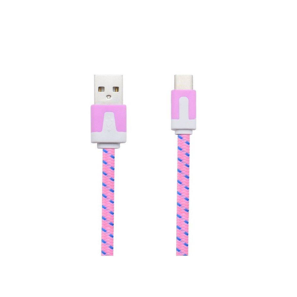 Shot - Cable Noodle Type C Pour GIONEE S8 Chargeur Android USB 1,5m Connecteur Tresse (ROSE PALE) - Chargeur secteur téléphone