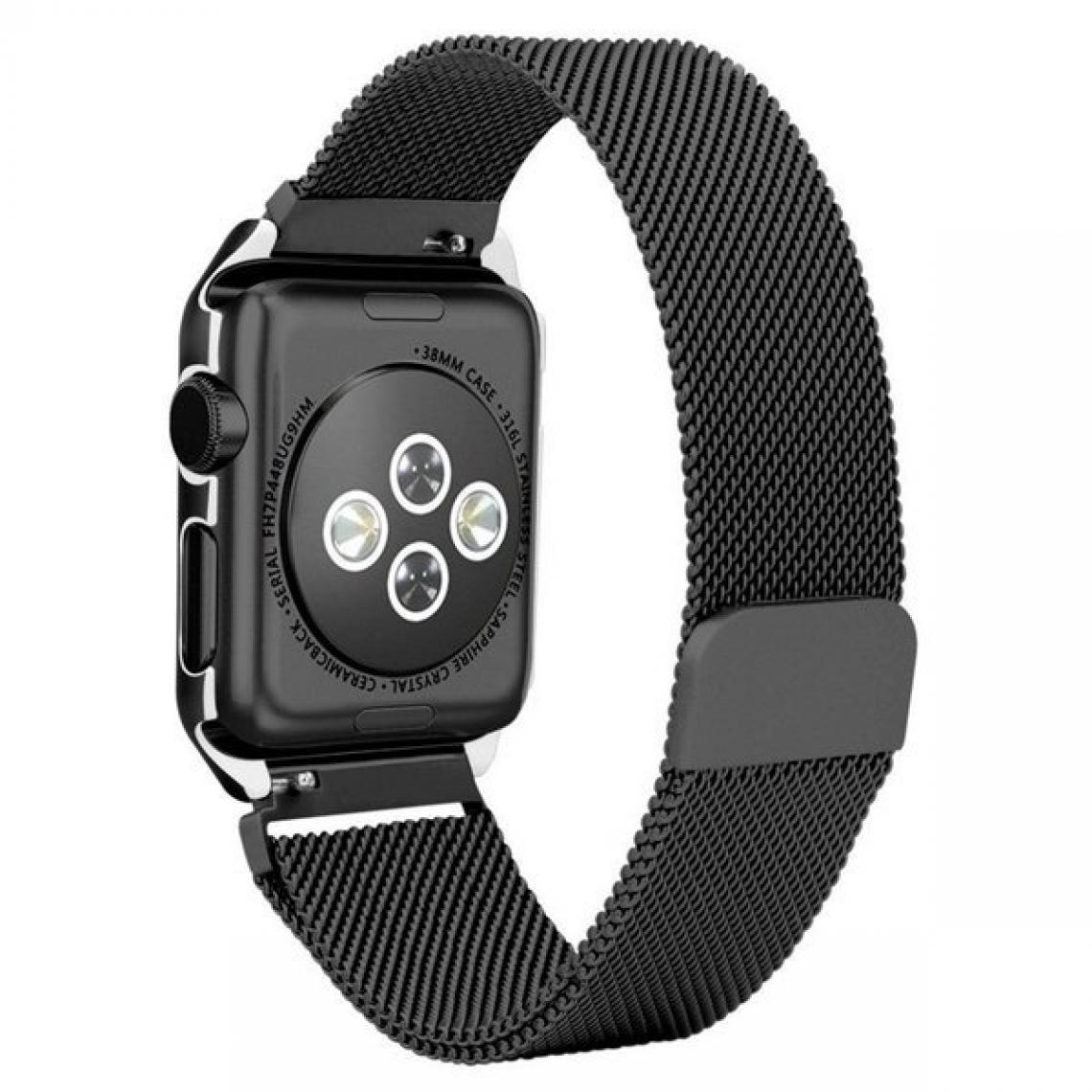 Phonecare - Bracelet Confortable Milanais Avec Fermoir Magnétique pour Apple Watch Series 7 - 45mm - noir - Autres accessoires smartphone
