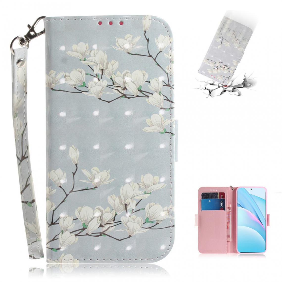 Other - Etui en PU décor de tache lumineuse d'impression de motif avec support fleur blanche pour votre Xiaomi Mi 10 Lite 5G - Coque, étui smartphone