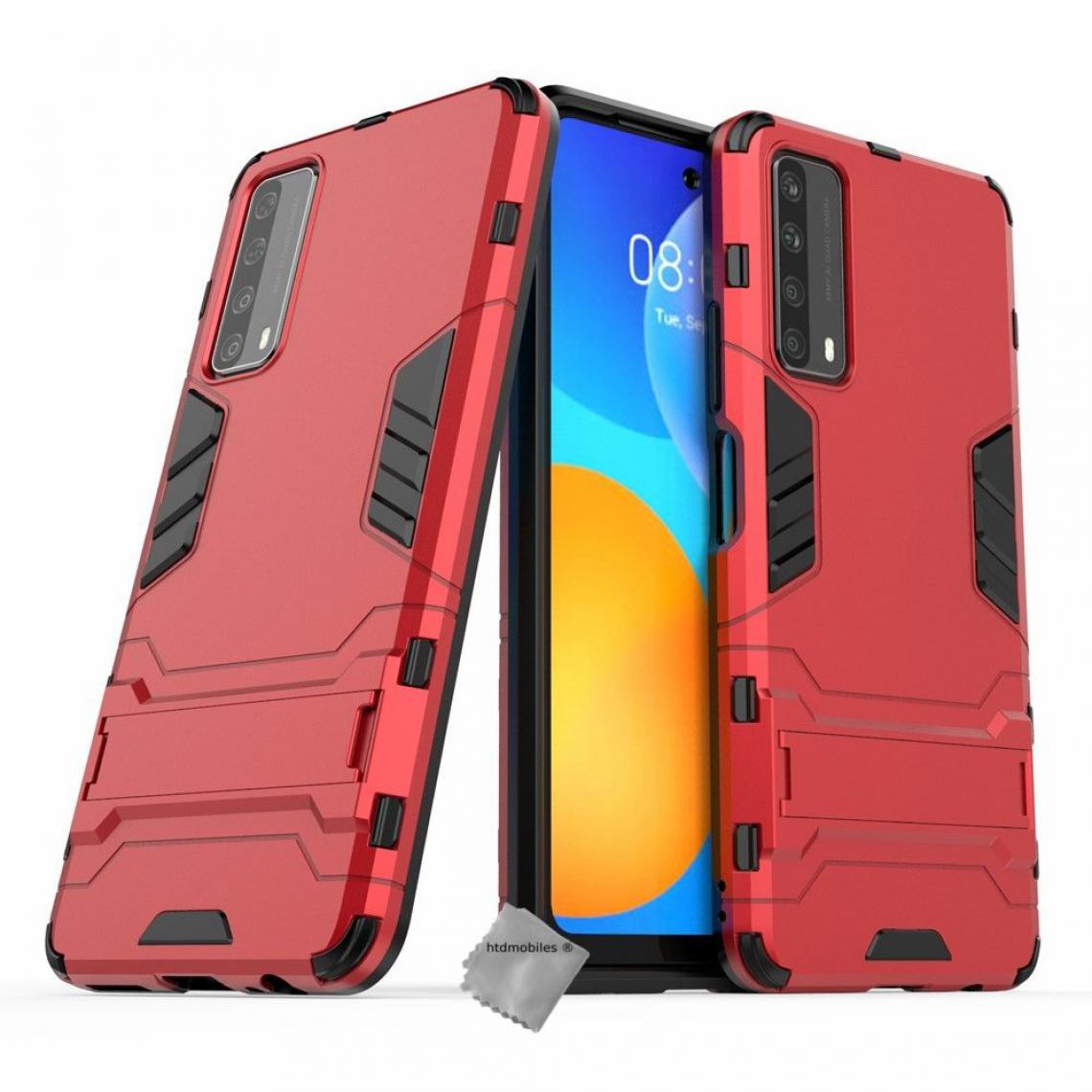 Htdmobiles - Housse etui coque rigide anti choc pour Huawei P Smart (2021) + film ecran - ROUGE - Coque, étui smartphone