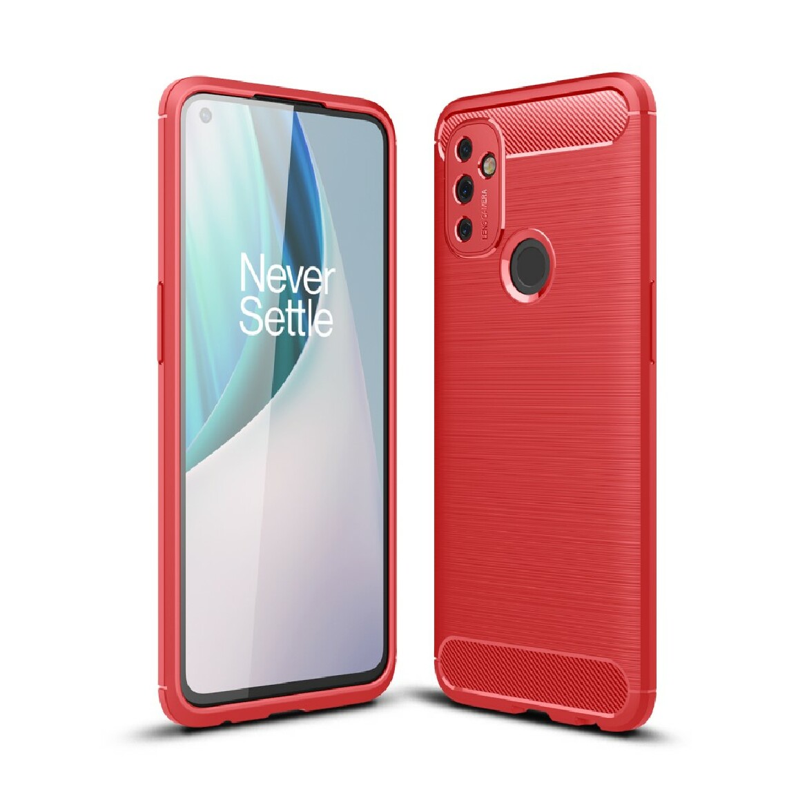 Other - Coque en TPU texture en fibre de carbone brossée rouge pour votre OnePlus Nord N100 - Coque, étui smartphone
