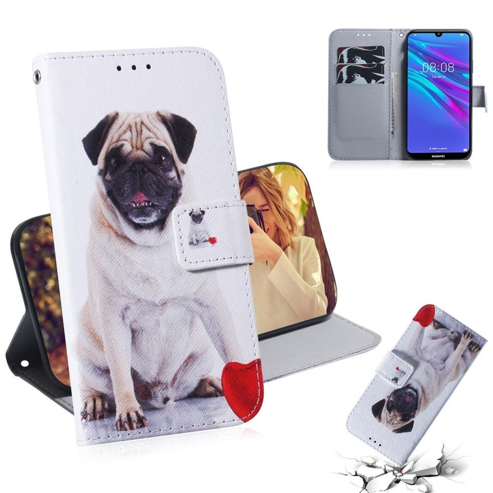 marque generique - Etui en PU motif imprimé flip chien et coeur pour votre Huawei Y6 (2019) - Coque, étui smartphone