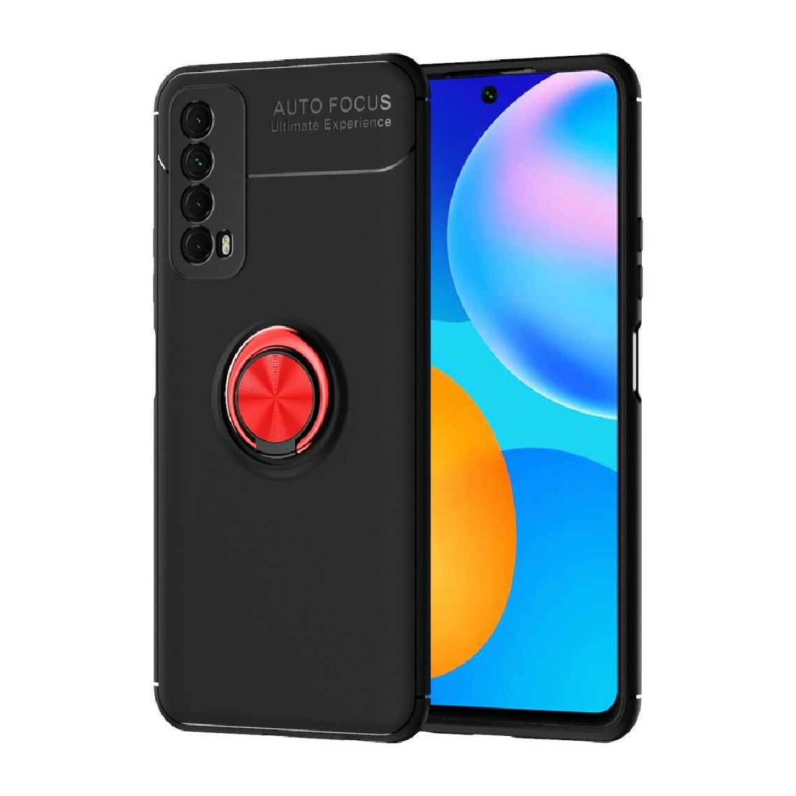 Other - Coque en TPU avec béquille à 360° et feuille magnétique intégrée noir/rouge pour votre Huawei P Smart 2021/Y7a - Coque, étui smartphone