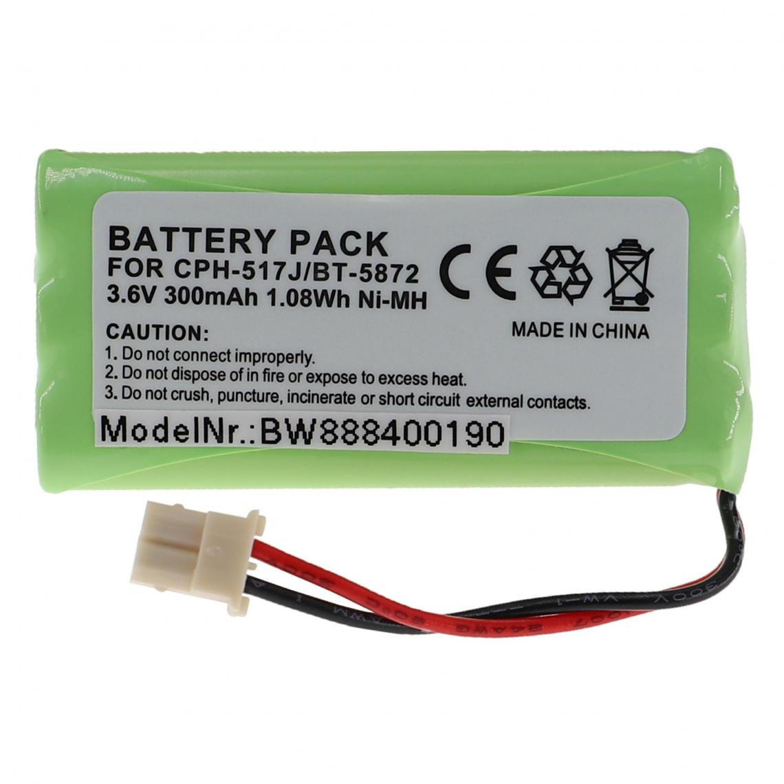 Vhbw - vhbw Batterie remplacement pour 89-1333-01-00, BT5632, BT5872, CPH-517J pour téléphone fixe sans fil (300mAh, 3,6V, NiMH) - Batterie téléphone