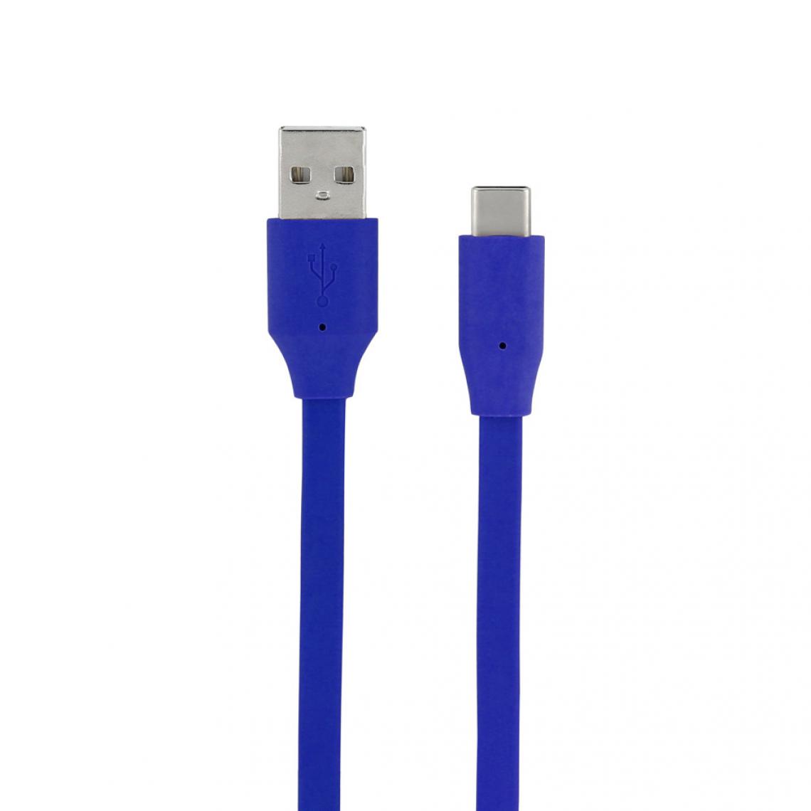 Mooov - Câble USB-C Neon /USB-A plat 1 m - bleu - Autres accessoires smartphone