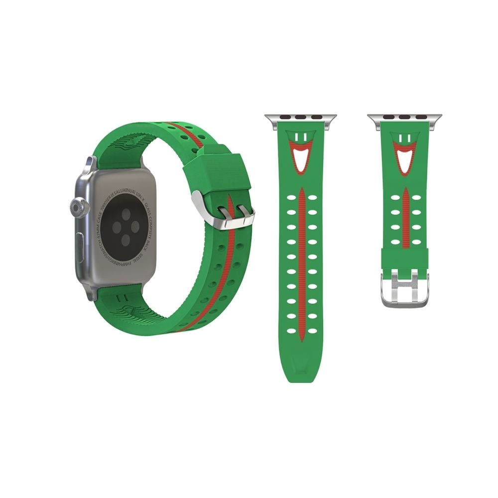 Wewoo - Bracelet vert pour Apple Watch Series 3 & 2 & 1 42mm Mode Sourire Visage Motif Silicone - Accessoires Apple Watch
