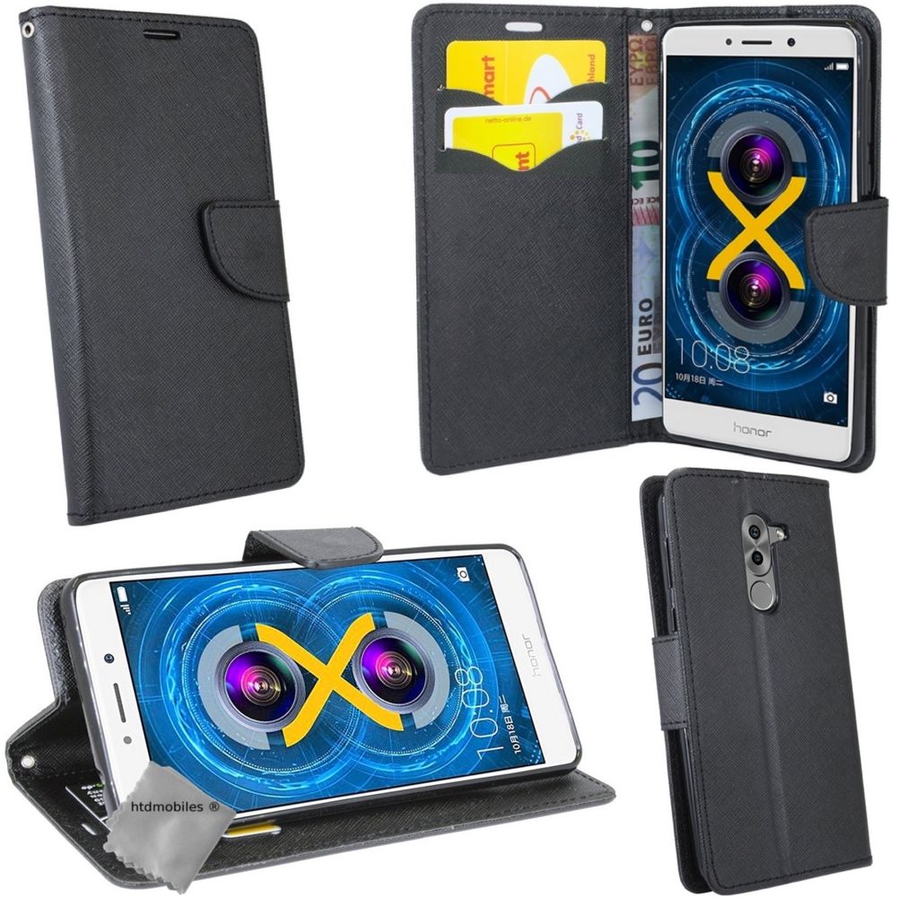 Htdmobiles - Housse etui coque pochette portefeuille pour Huawei Honor 6X Pro + film ecran - NOIR / NOIR - Autres accessoires smartphone