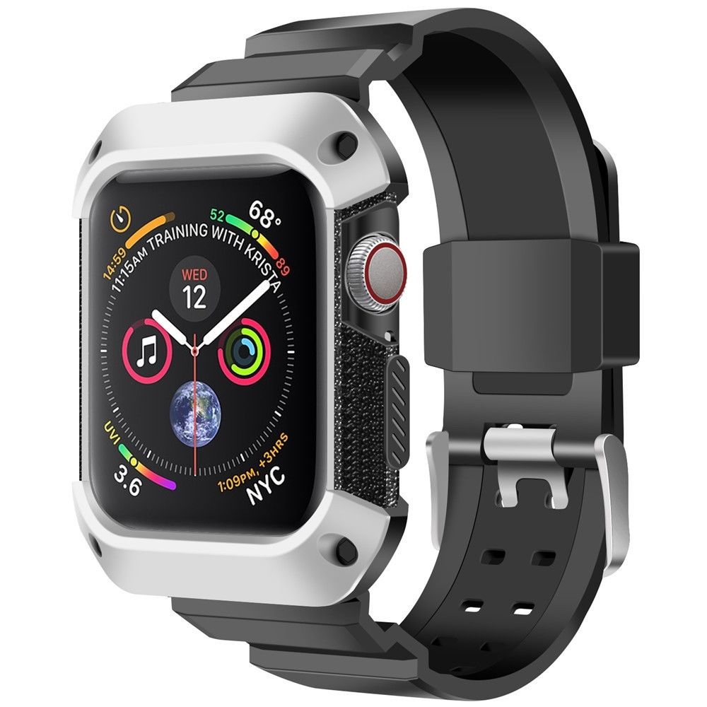 Wewoo - Pour Apple Watch 5/4 Générations 44mm Bracelet de Galvanoplastie Intégré Universel Argent + Noir - Accessoires Apple Watch