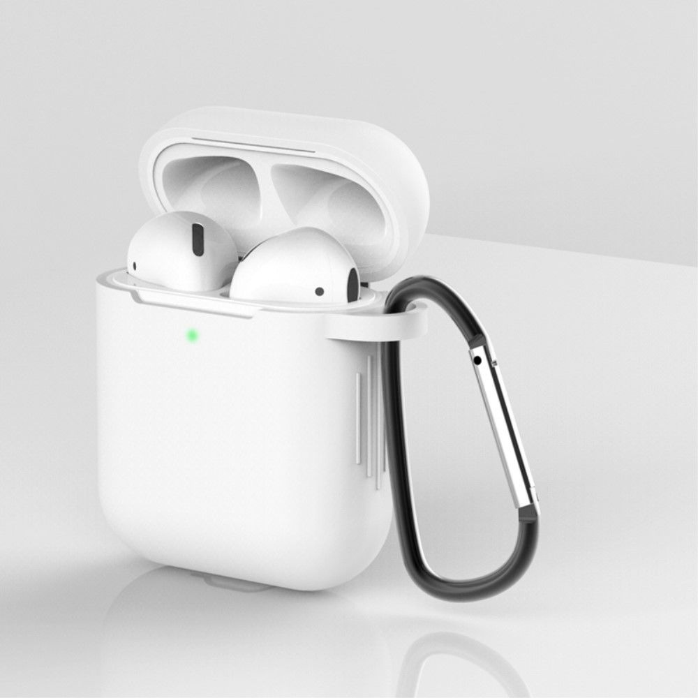 marque generique - Coque en silicone anti-poussière avec boucle blanc pour votre Apple AirPods (2016)/(2019) - Coque, étui smartphone