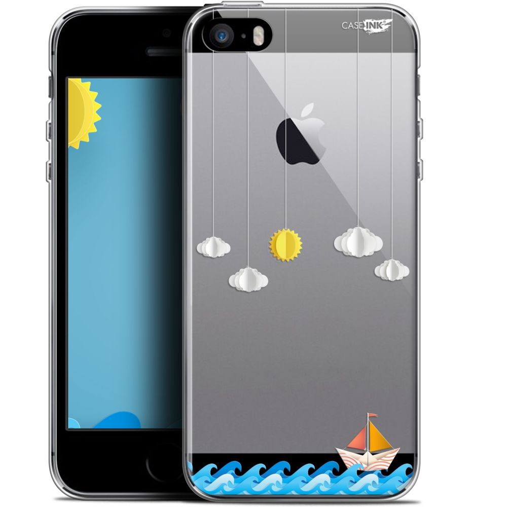 Caseink - Coque arrière Apple iPhone 5/5s/SE (4 ) Gel HD [ Nouvelle Collection - Souple - Antichoc - Imprimé en France] Petit Bateau en Mer - Coque, étui smartphone