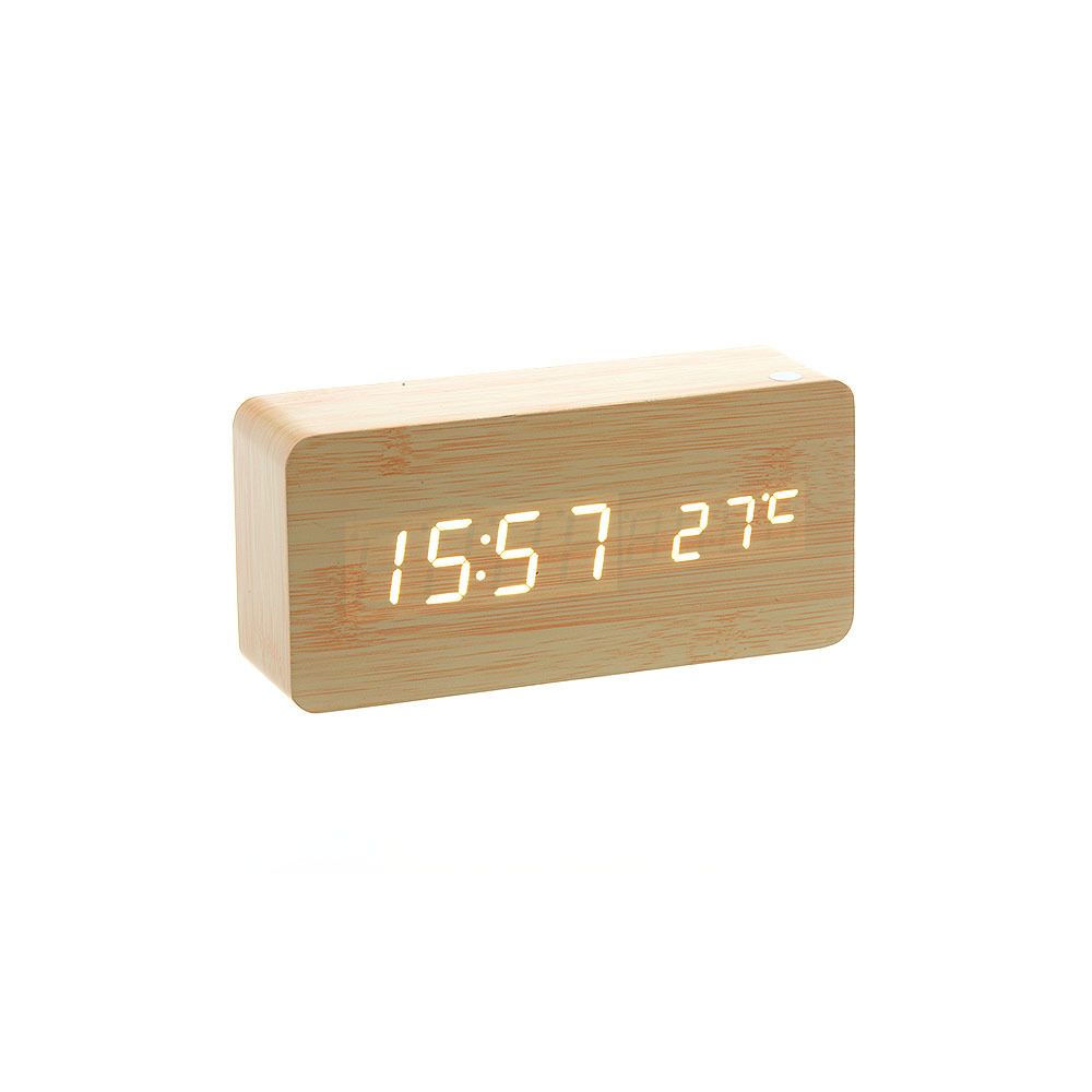marque generique - Horloge Réveil Alarme Digital LED en Bois Imitation Thermomètre Température USB AAA_BR - Météo connectée