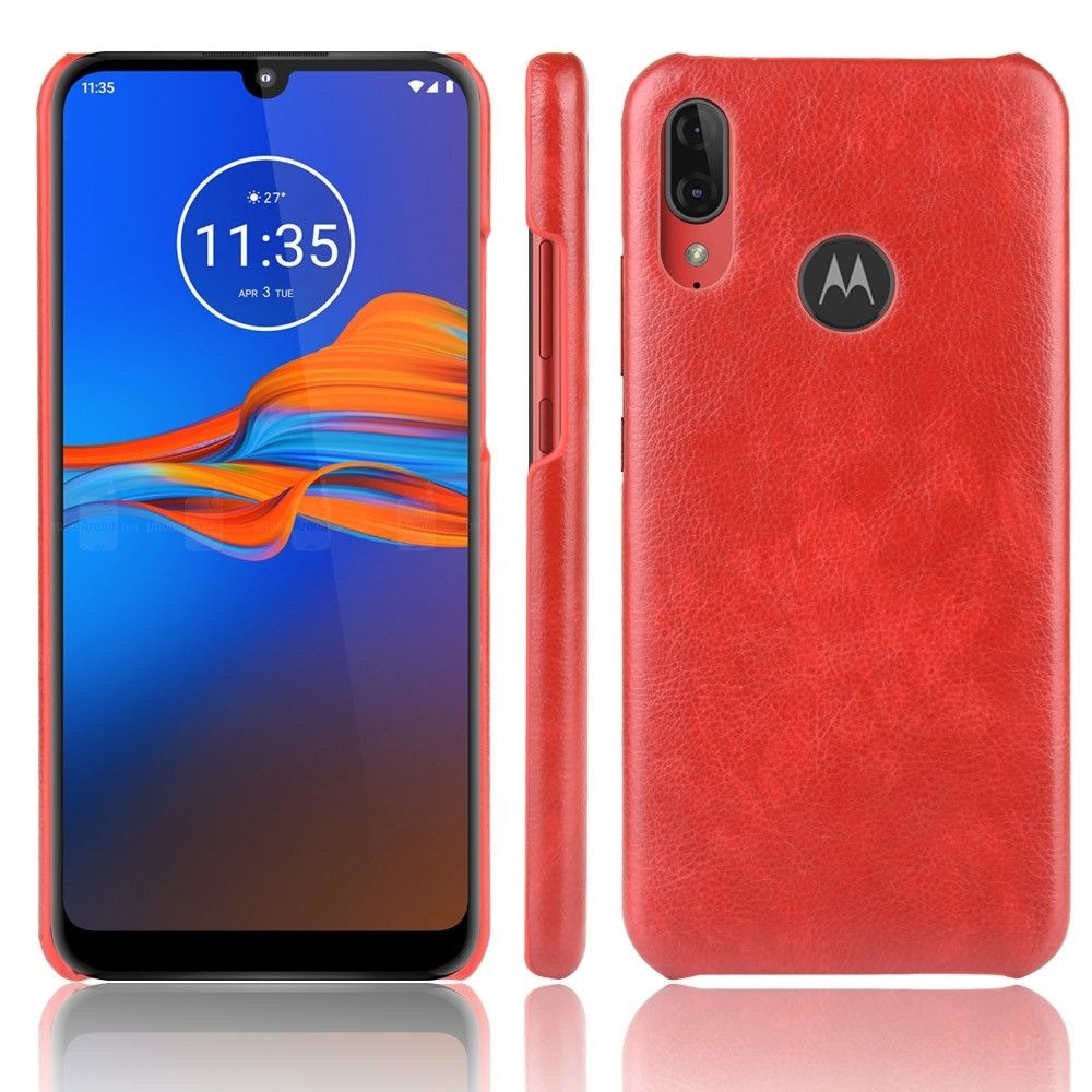 Wewoo - Coque Rigide Pour Motorola Moto E6 Plus antichoc Litchi PC + Etui PU Rouge - Coque, étui smartphone