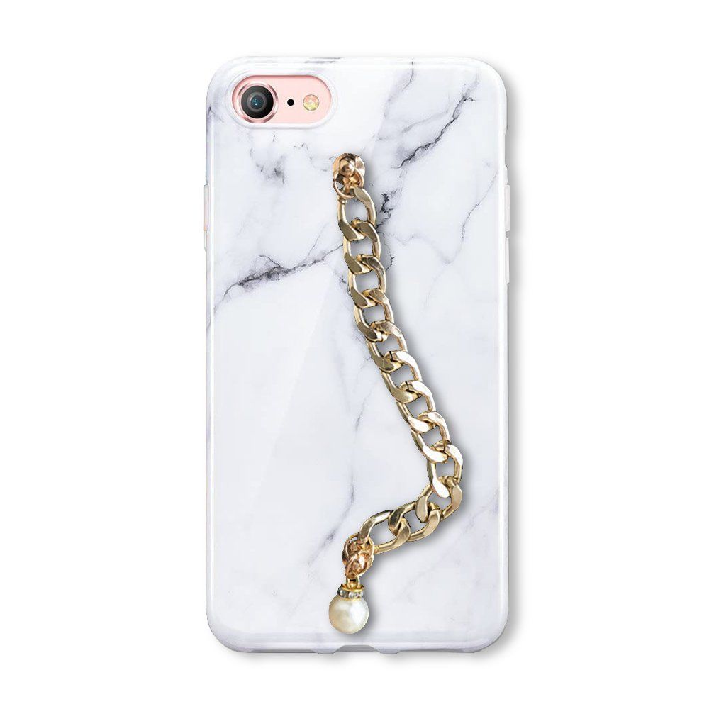 Evetane - Coque iPhone 7/8 marbre dragonne chaine dorée - Coque, étui smartphone