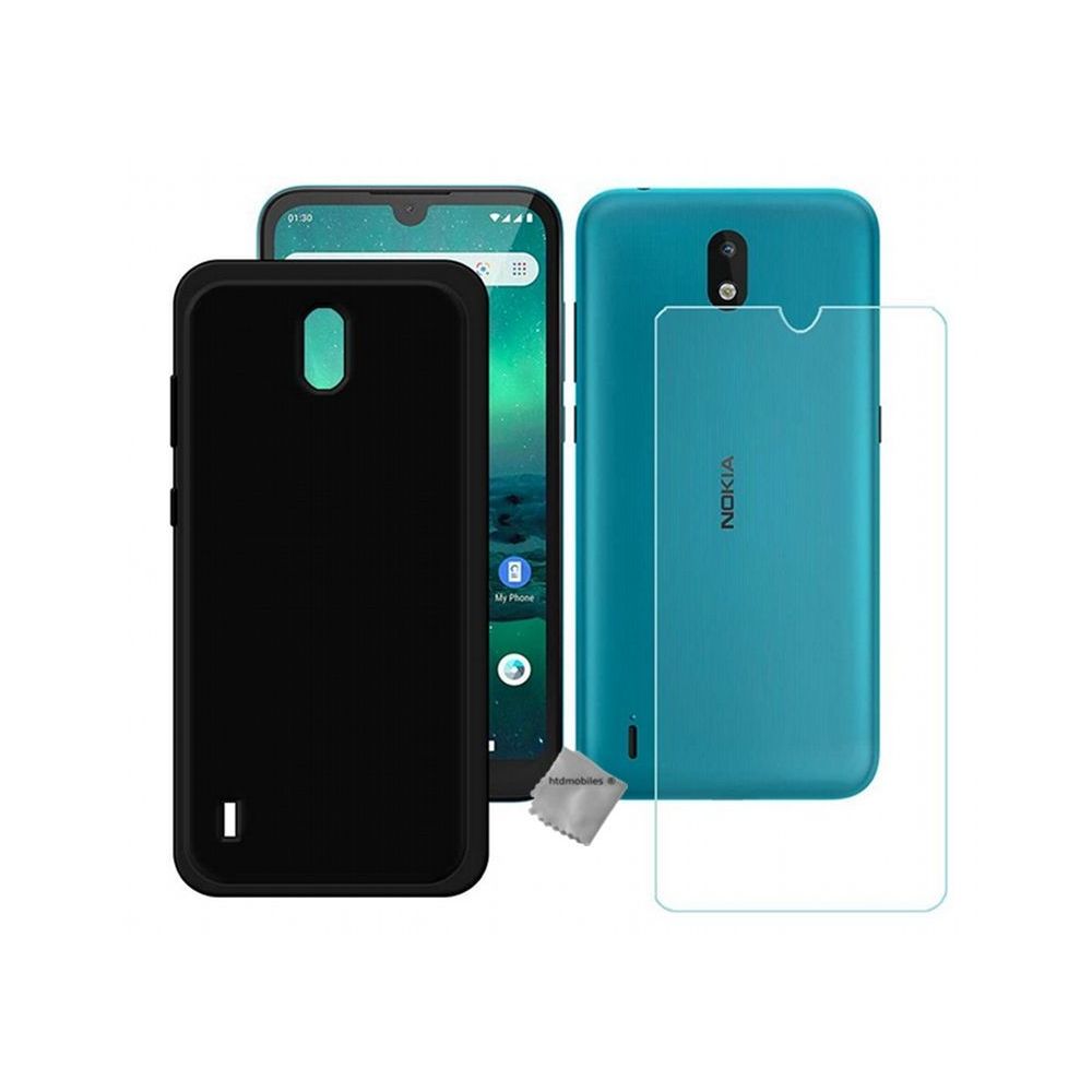 Htdmobiles - Housse etui coque pochette silicone gel fine pour Nokia 1.3 + verre trempe - NOIR - Autres accessoires smartphone