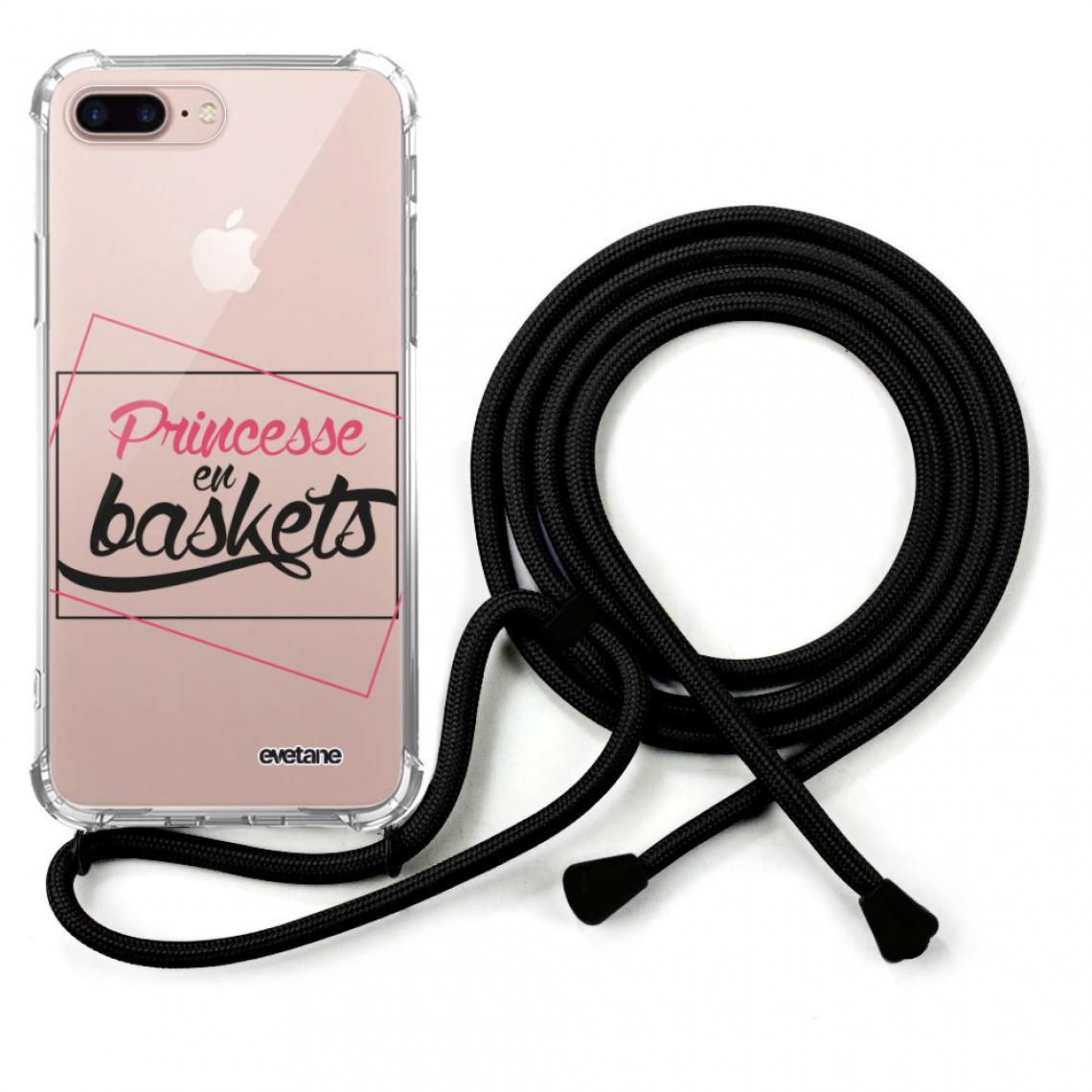 Evetane - Coque iPhone 7 Plus /8 Plus coque avec cordon transparente Princesse En Baskets - Coque, étui smartphone