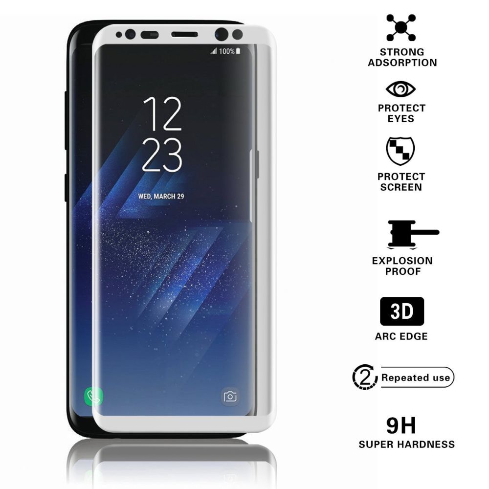 Alpexe - Protecteur d'écran 3D en verre trempé courbé 9 H en verre feuilleté pour Samsung Galaxy S8 PLUS Blanc - Coque, étui smartphone