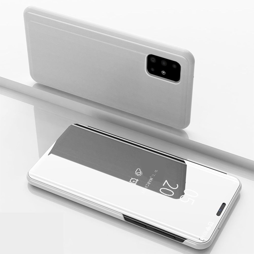 Generic - Etui en PU surface miroir avec support et fenêtre de visualisation argent pour votre Samsung Galaxy A51 5G SM-A516 - Coque, étui smartphone