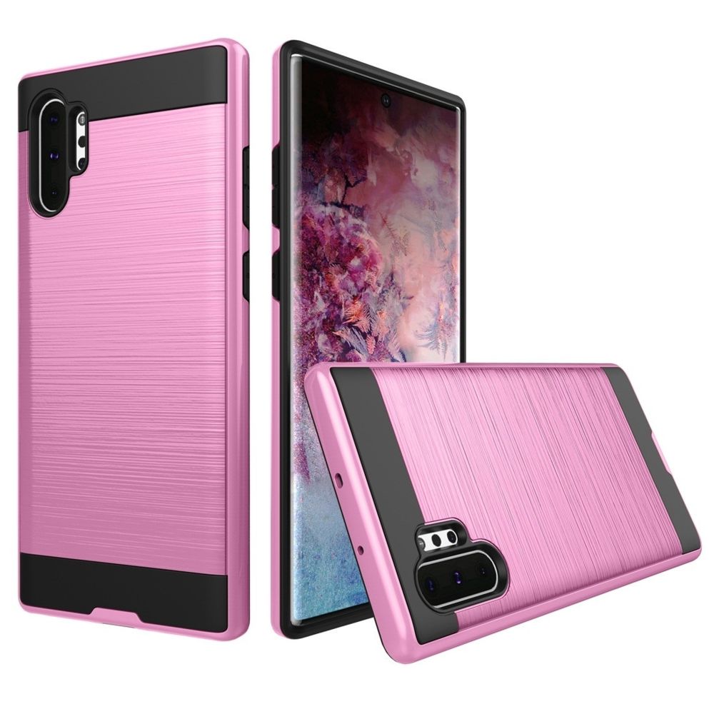 Wewoo - Coque Rigide Étui de protection en armure renforcée antichoc texture brossée pour Galaxy Note 10 Pro rose - Coque, étui smartphone
