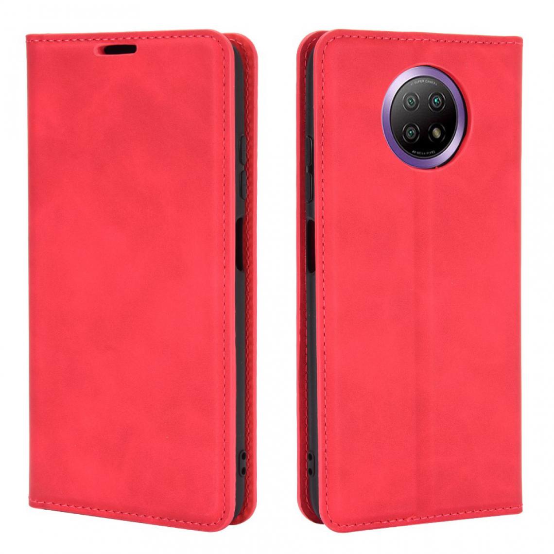 Other - Etui en PU Flip au toucher de la peau à absorption automatique avec support rouge pour votre Xiaomi Redmi Note 9 5G/Redmi Note 9T 5G - Coque, étui smartphone