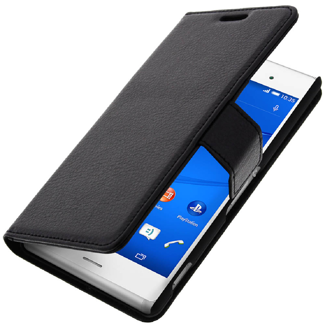 Avizar - Housse Clapet Folio Portefeuille Sony Xperia Z3 - Etui Support Noir - Coque, étui smartphone
