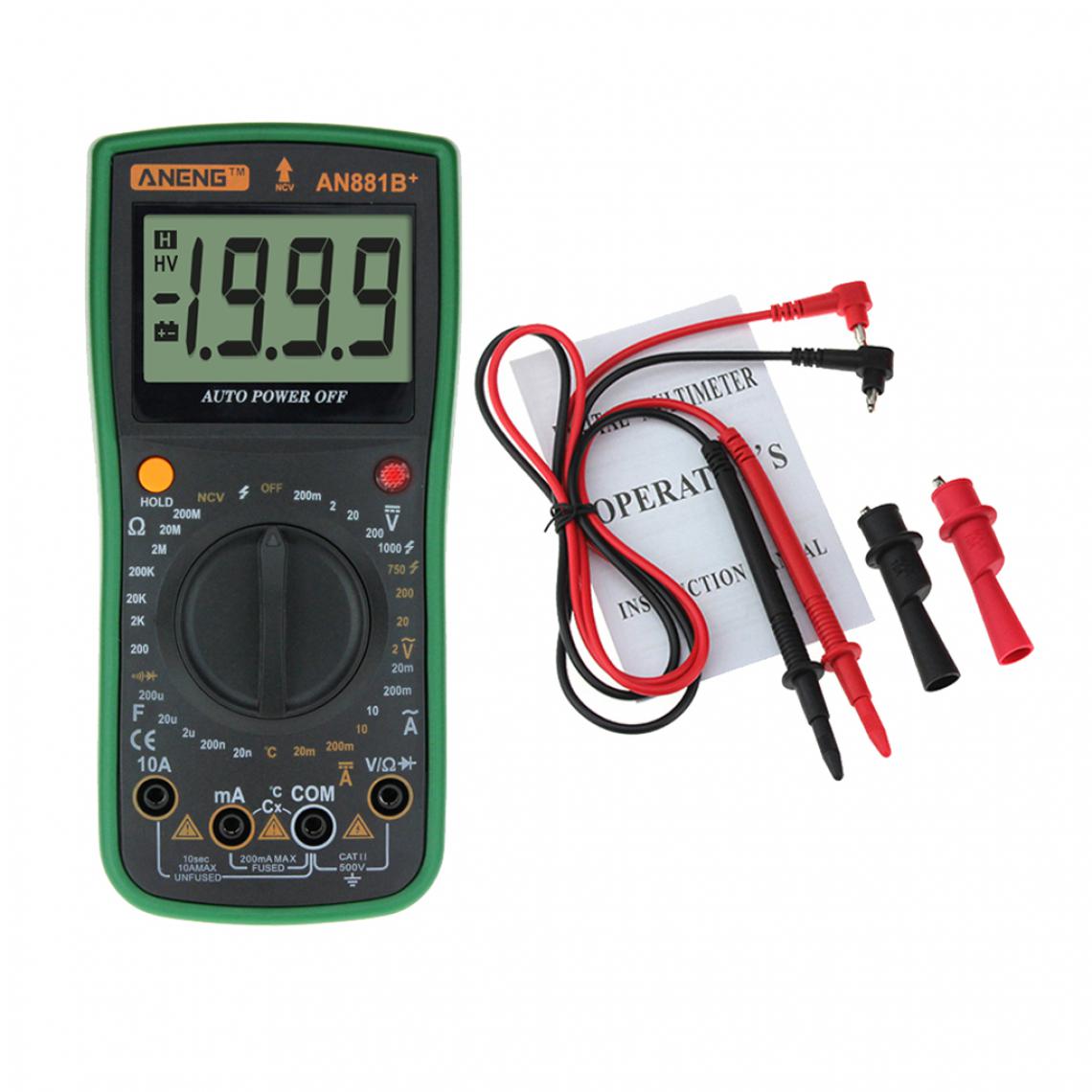 marque generique - an881b multimètre ac dc ampèremètre voltmètre capacitance testeur de résistance rouge - Détecteur connecté