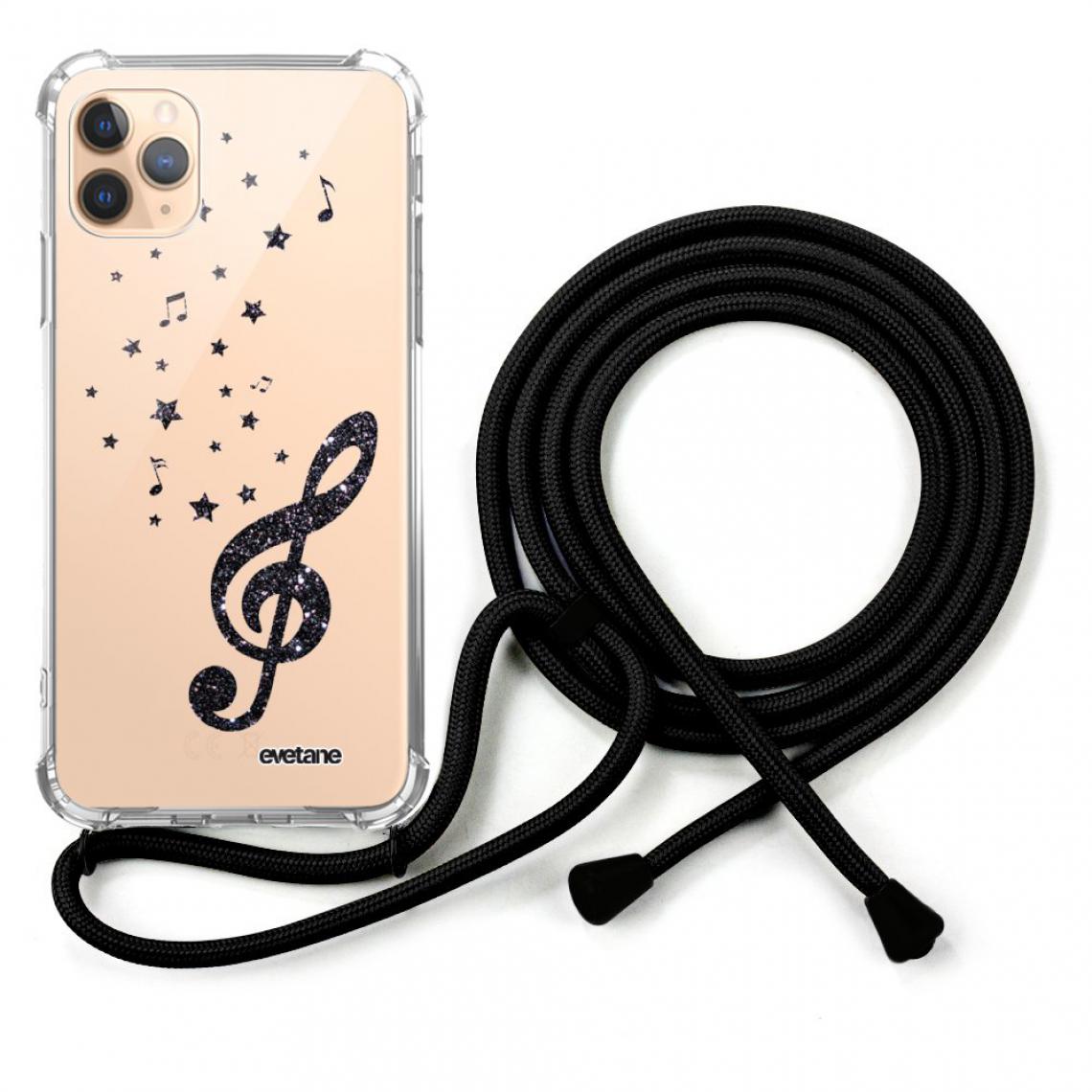 Evetane - Coque iPhone 11 Pro coque avec cordon transparente Note de Musique - Coque, étui smartphone