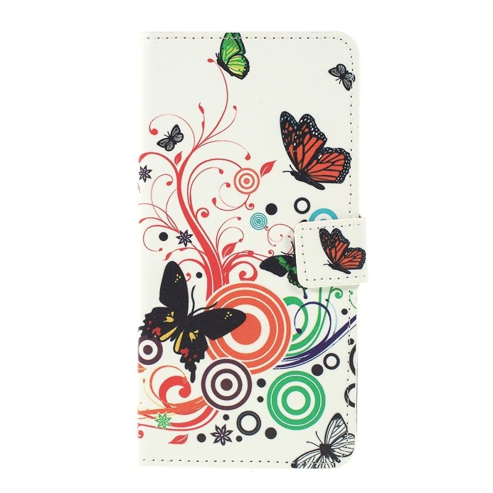 marque generique - Etui en PU motif imprimé papillons et cercles pour votre Samsung Galaxy A10 - Coque, étui smartphone