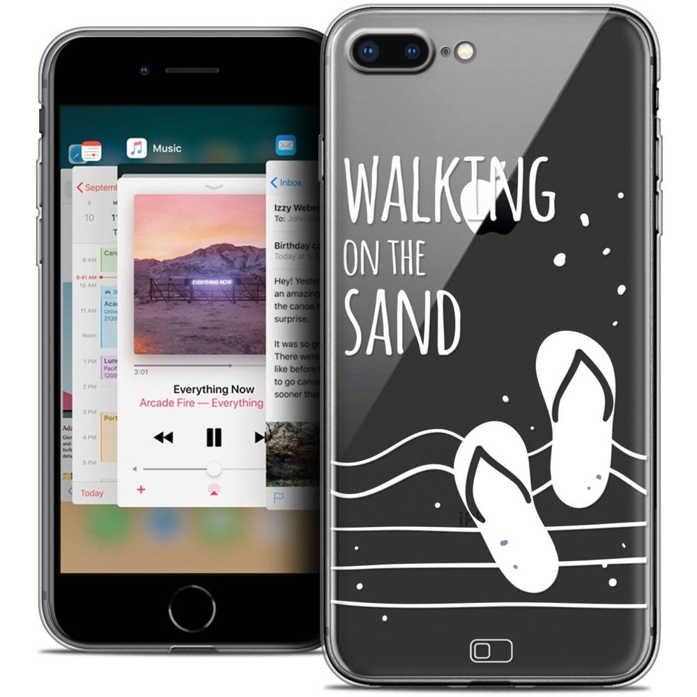Caseink - Coque Housse Etui Apple iPhone 8 Plus (5.5 ) [Crystal Gel HD Collection Summer Design Walking on the Sand - Souple - Ultra Fin - Imprimé en France] - Coque, étui smartphone